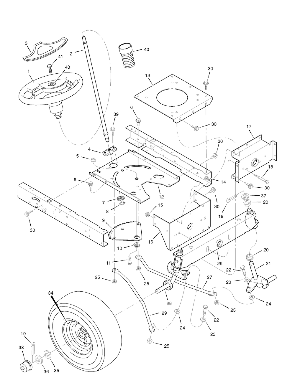 Steering Diagram and Parts List for 385002X190A-552544 2006 Briggs and Stratton Lawn Tractor